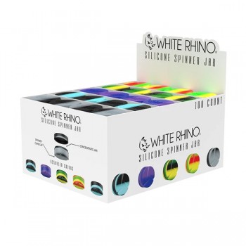White Rhino Round Spinner Silicone Jar - 100ct Display